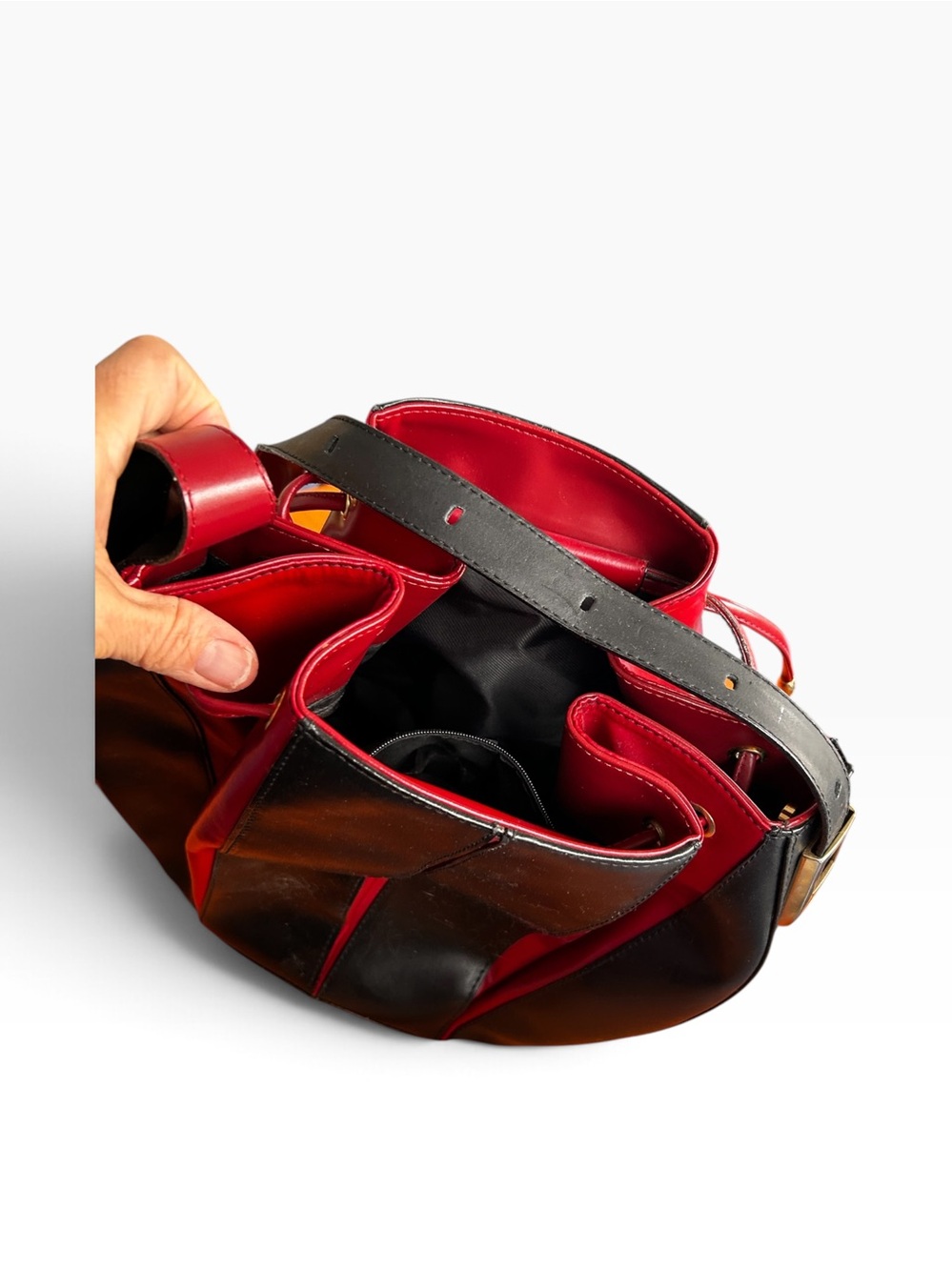 M. Rossini Black and Red Petal Bag Made in Italy